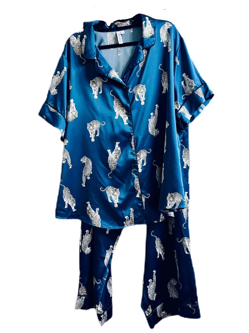 Joyspun Blue jewel tone Satin Tiger Print Women's Pajama Pants